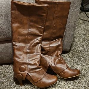 Brown heeled boots